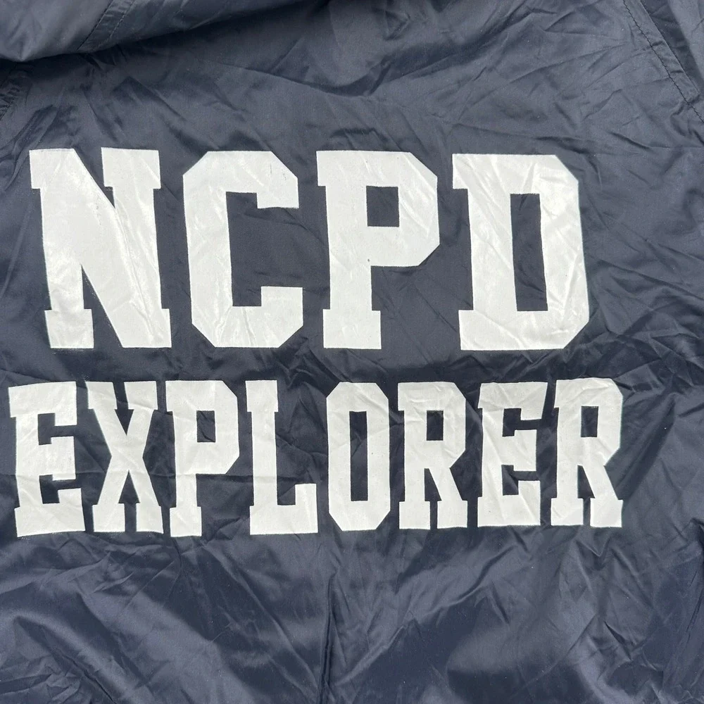 Dickies Coach Jacket Mens‎ M Blue NCPD Explorer Police Snap Front Windbreaker